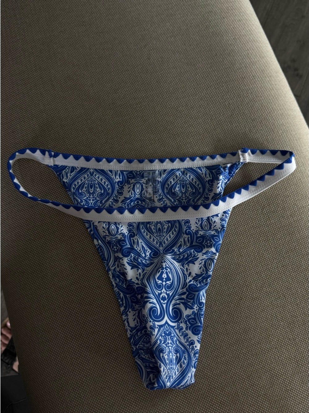 Blue and White Paisley Bikini Bottom
